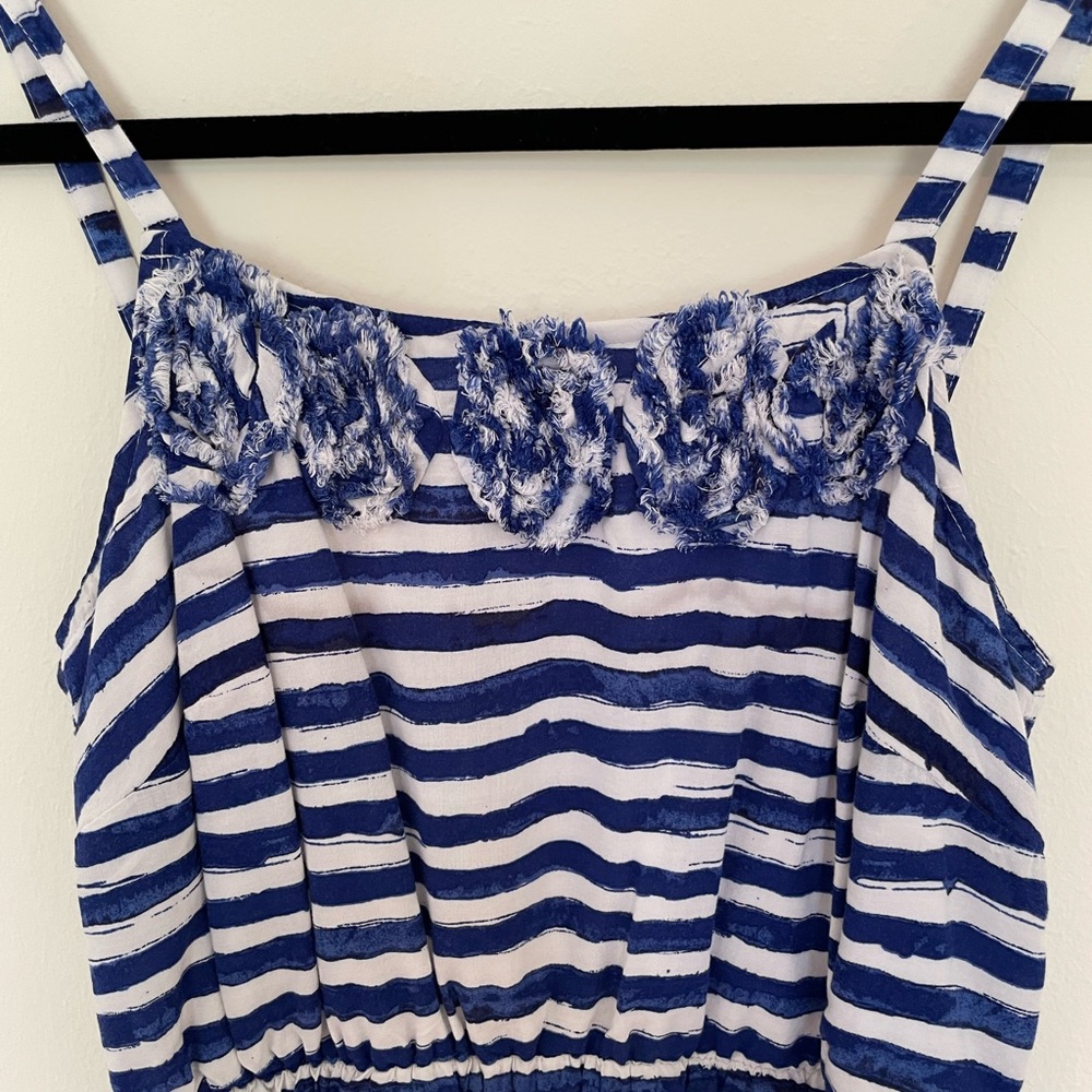Loft dress:watercolor sundress 4 petite blue & white striped with flowers - Picture 3 of 4